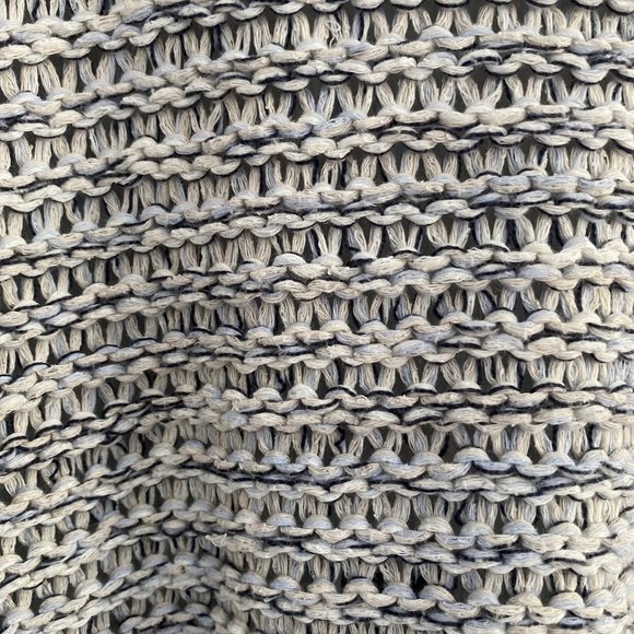 Cream Brand Lightweight Sweater W/Sheer Back Size Large Blue/Cream - Picture 4 of 11